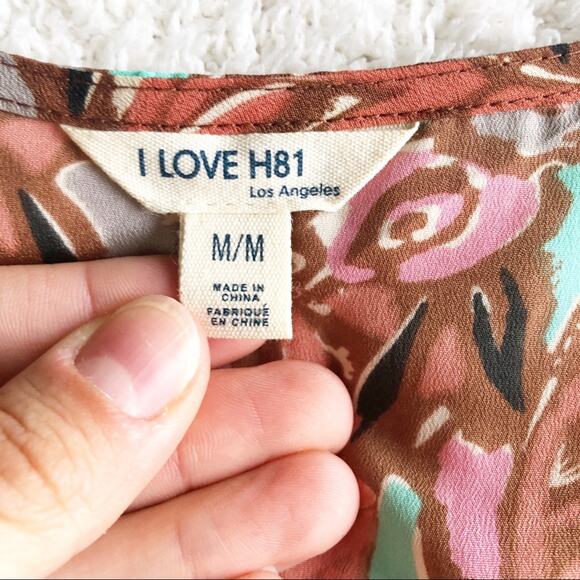 I LOVE H81 Womens Medium Floral Casual Summer Button Front  Racerback Tank Top - Picture 6 of 6